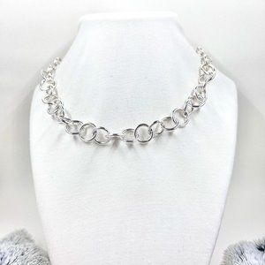 NWOT – VJ – Large O Ring 16” Silver Tone Chain Necklace